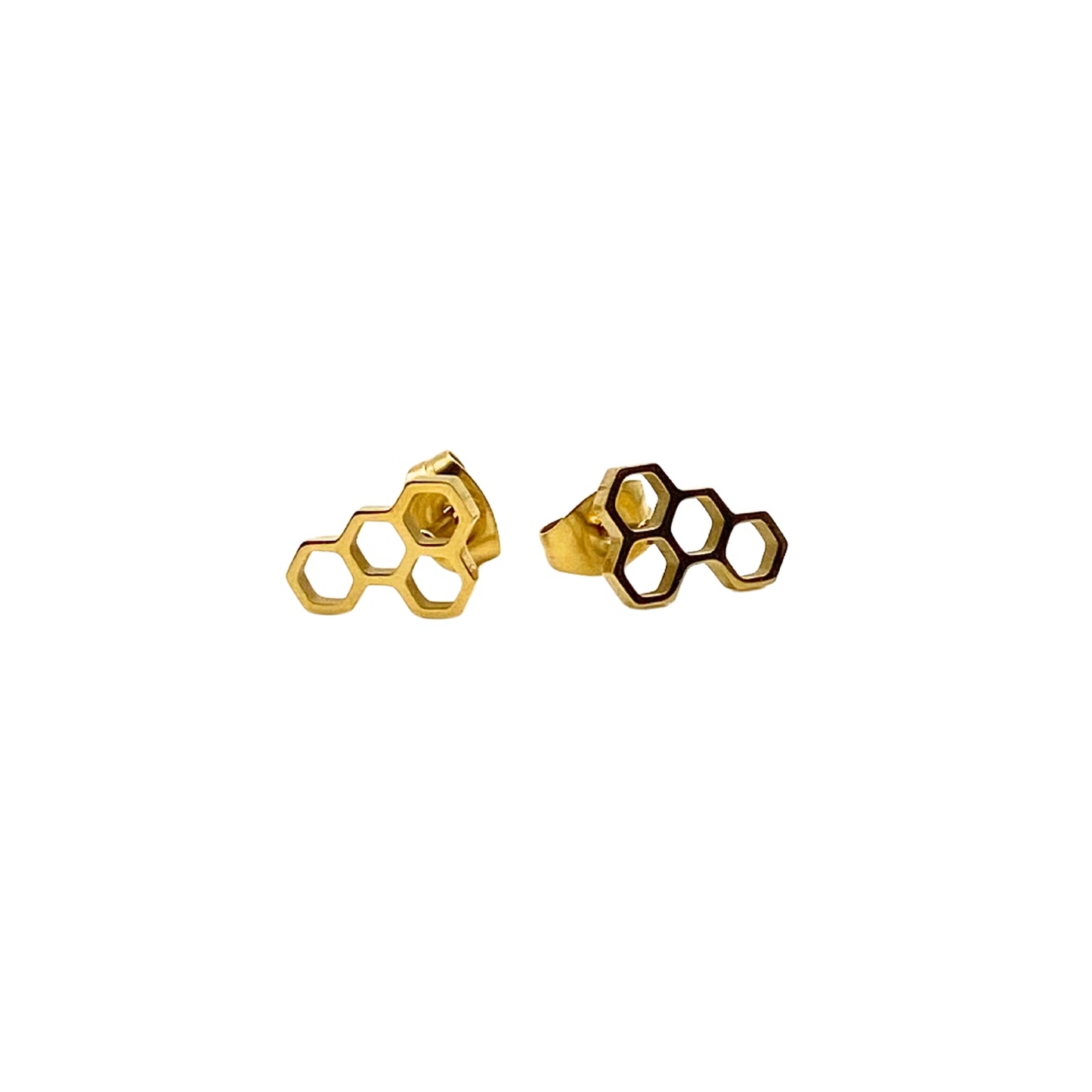 Gold Honeycomb Stud Earrings